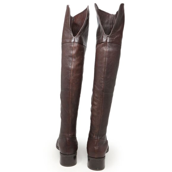 Jessica Simpson 'Cobra' Brown Leather Over Knee Boots Fold-Down Cuff Classic - Picture 12 of 15